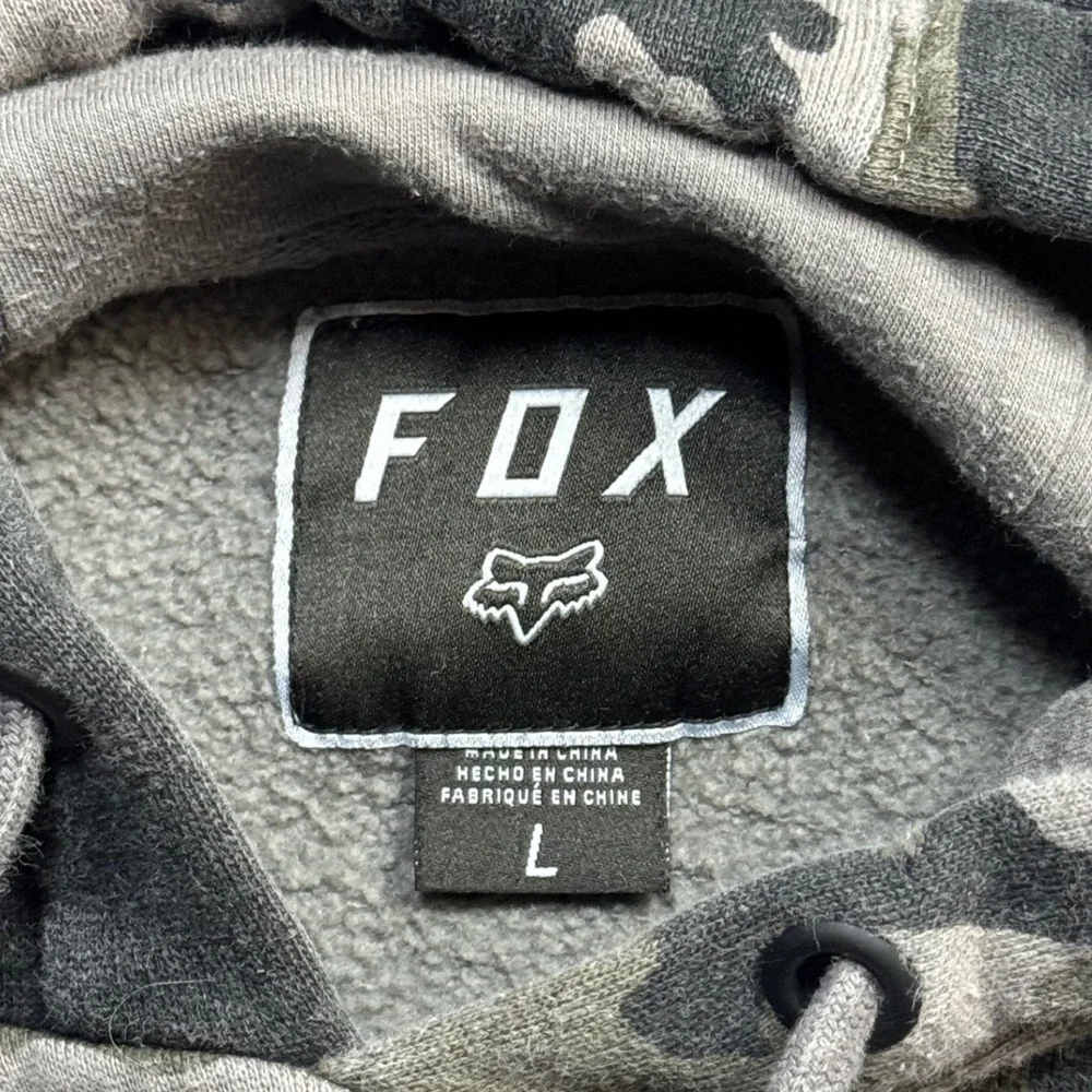 Fox Racing Mens Camo Pullover Hoodie Green Brown Camouflage Logo Sweatshirt L - Picture 4 of 8